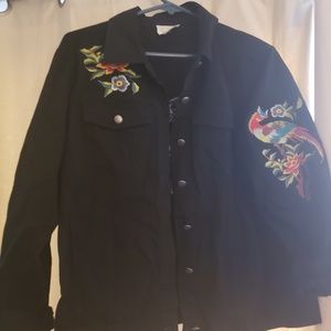 Cute embroidered Black denim jacket